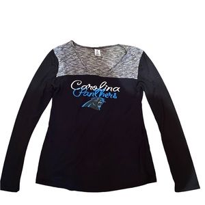 NFL Women’s NC‎ Panthers Long Sleeve Athletic Crew Neck T Shirt-Size Medium